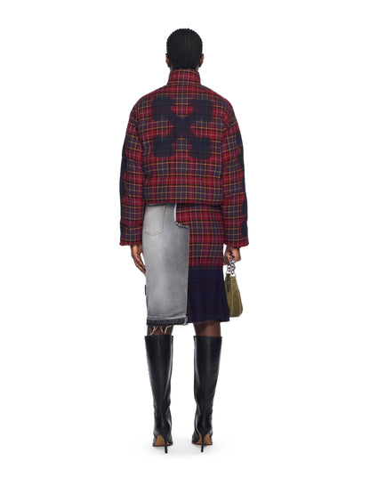 Off-White Arrow Spray Check Puffer Jacket Purple