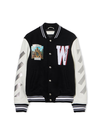 Off-White Wo Soundsystem Varsity Jacket Black