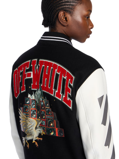 Off-White Wo Soundsystem Varsity Jacket Black