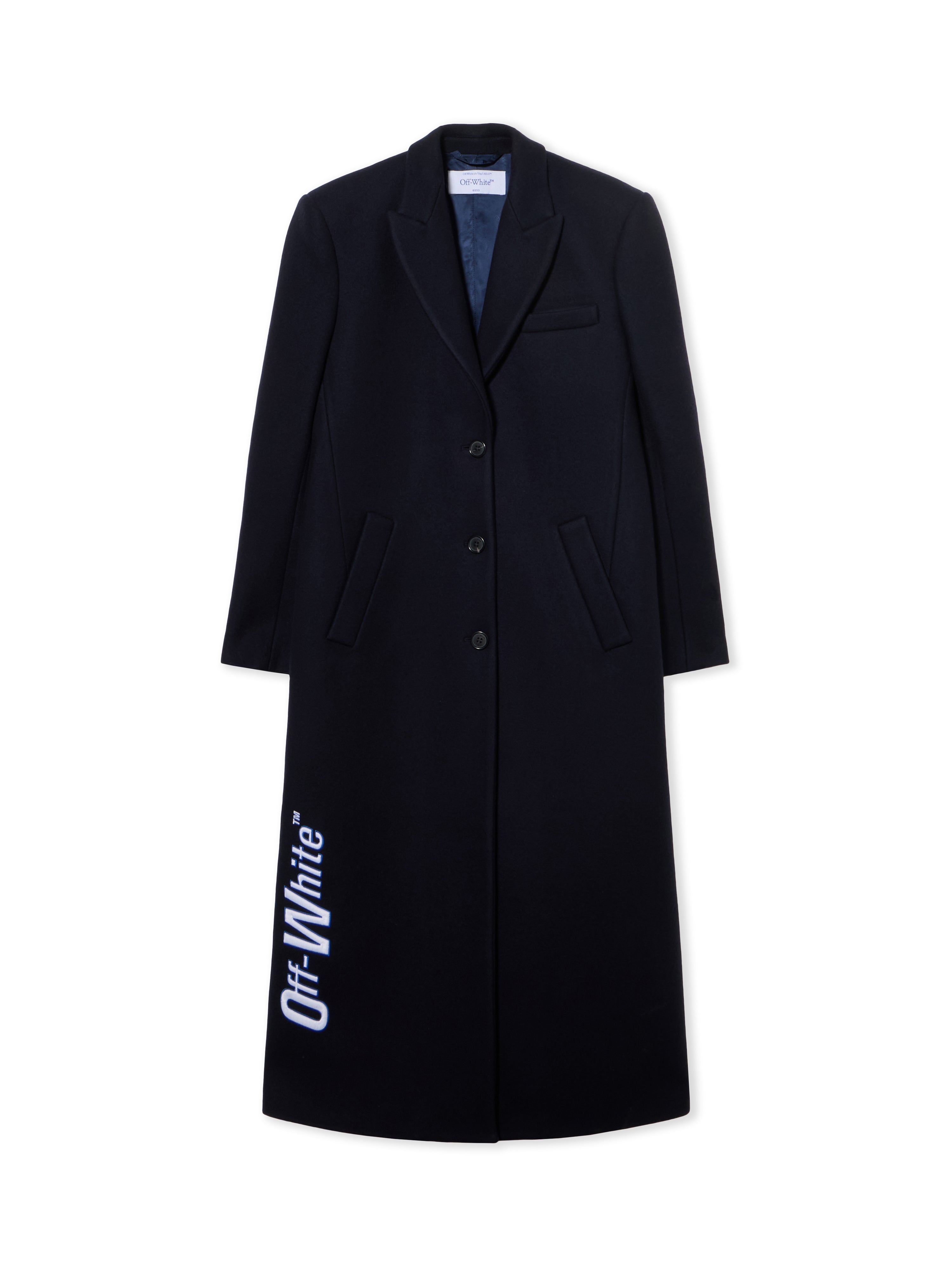 Off-White Long Tailored Wool Coat Blue