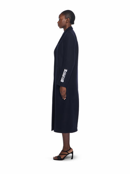 Off-White Long Tailored Wool Coat Blue