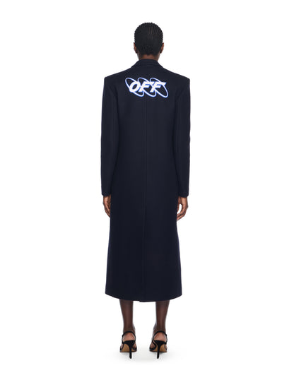 Off-White Long Tailored Wool Coat Blue
