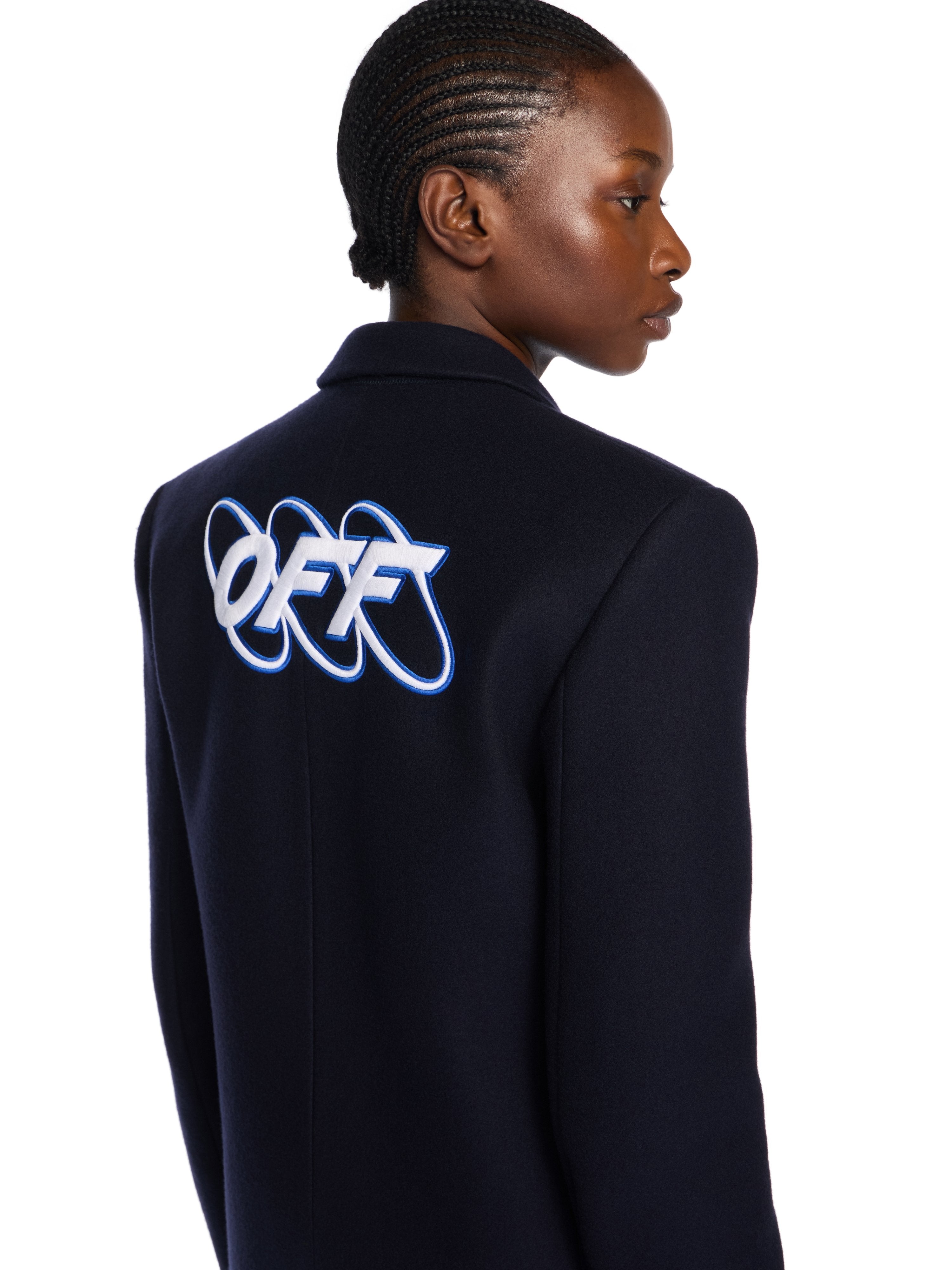 Off-White Long Tailored Wool Coat Blue