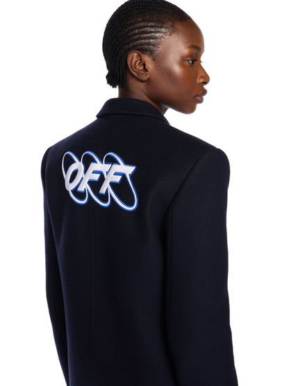 Off-White Long Tailored Wool Coat Blue