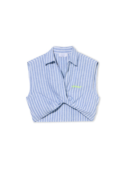 Off-White Striped Sleeveless Shirt Blue