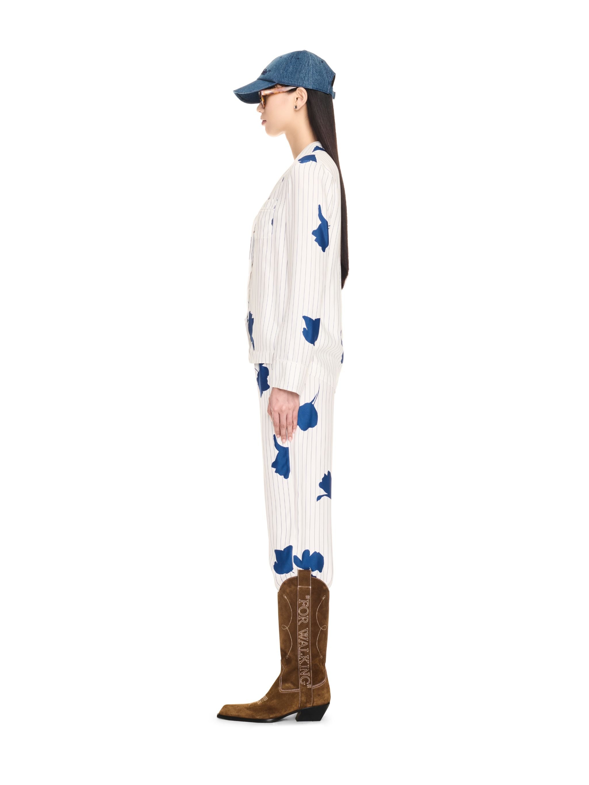 Off-White Stripe Flwr Pajama Ls Shir