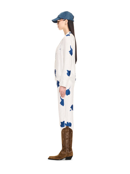 Off-White Stripe Flwr Pajama Ls Shir