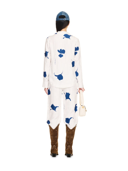 Off-White Stripe Flwr Pajama Ls Shir