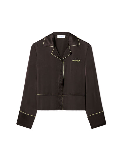 Off-White Satin Pajama Shirt Black