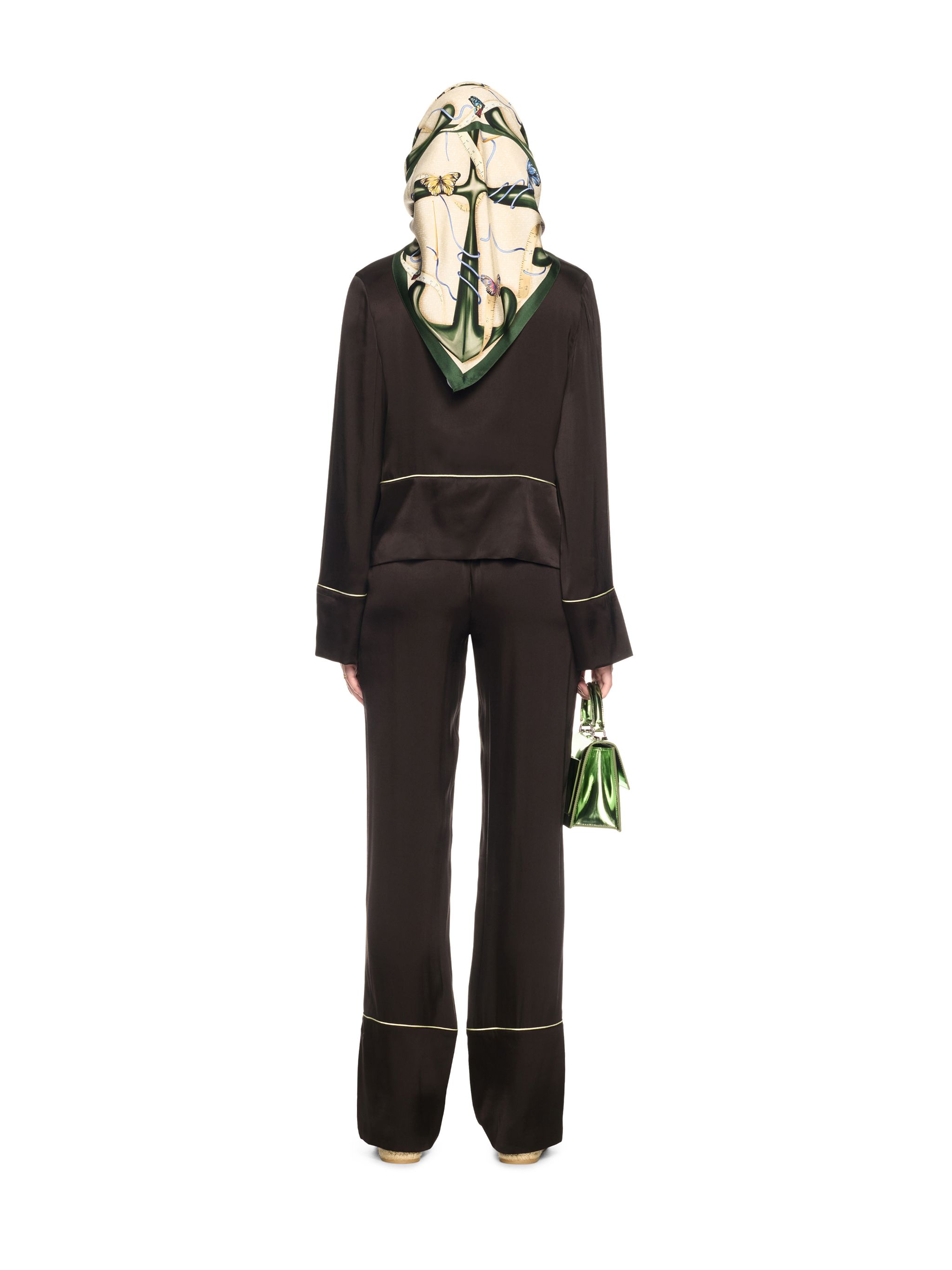Off-White Satin Pajama Shirt Black