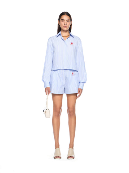 Off-White Striped Poplin Shirt Blue
