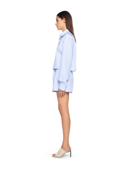 Off-White Striped Poplin Shirt Blue