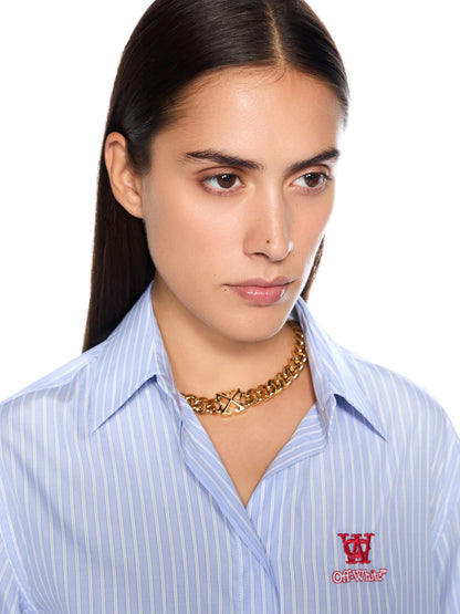 Off-White Striped Poplin Shirt Blue