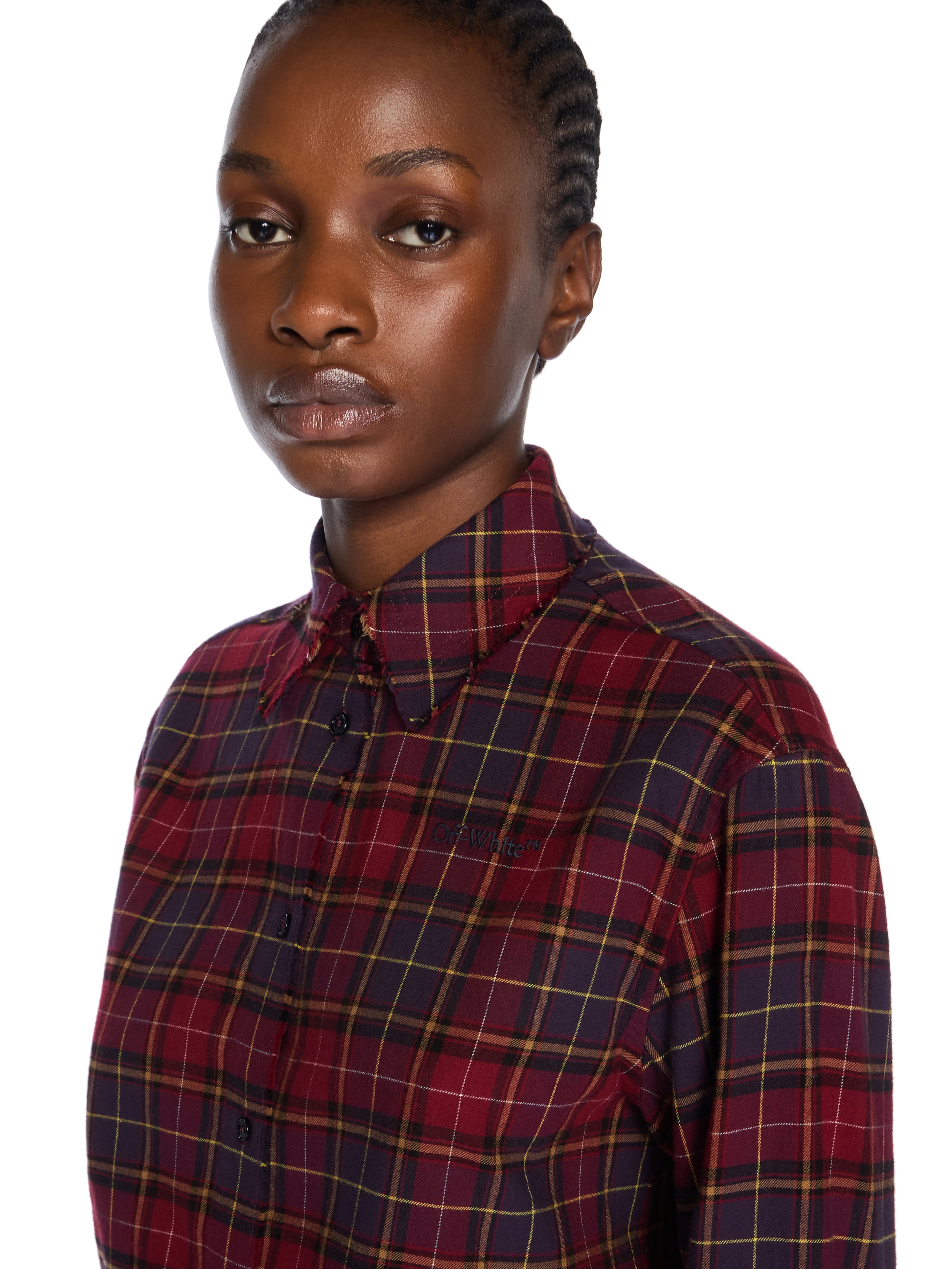 Off-White Check Flannel Arrow Spray Shirt Purple