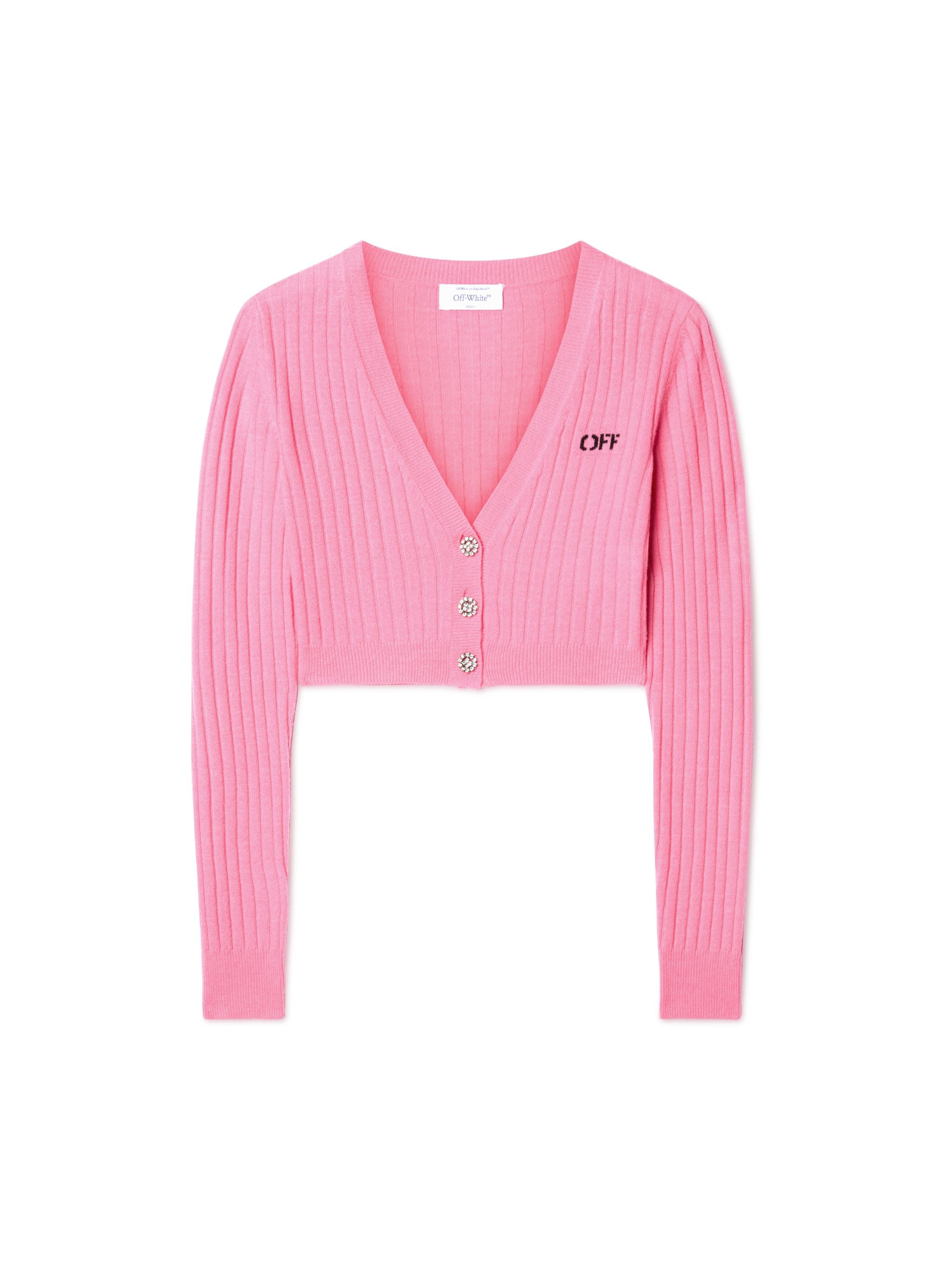 Off-White We Upside Down Crop Cardigan Pink