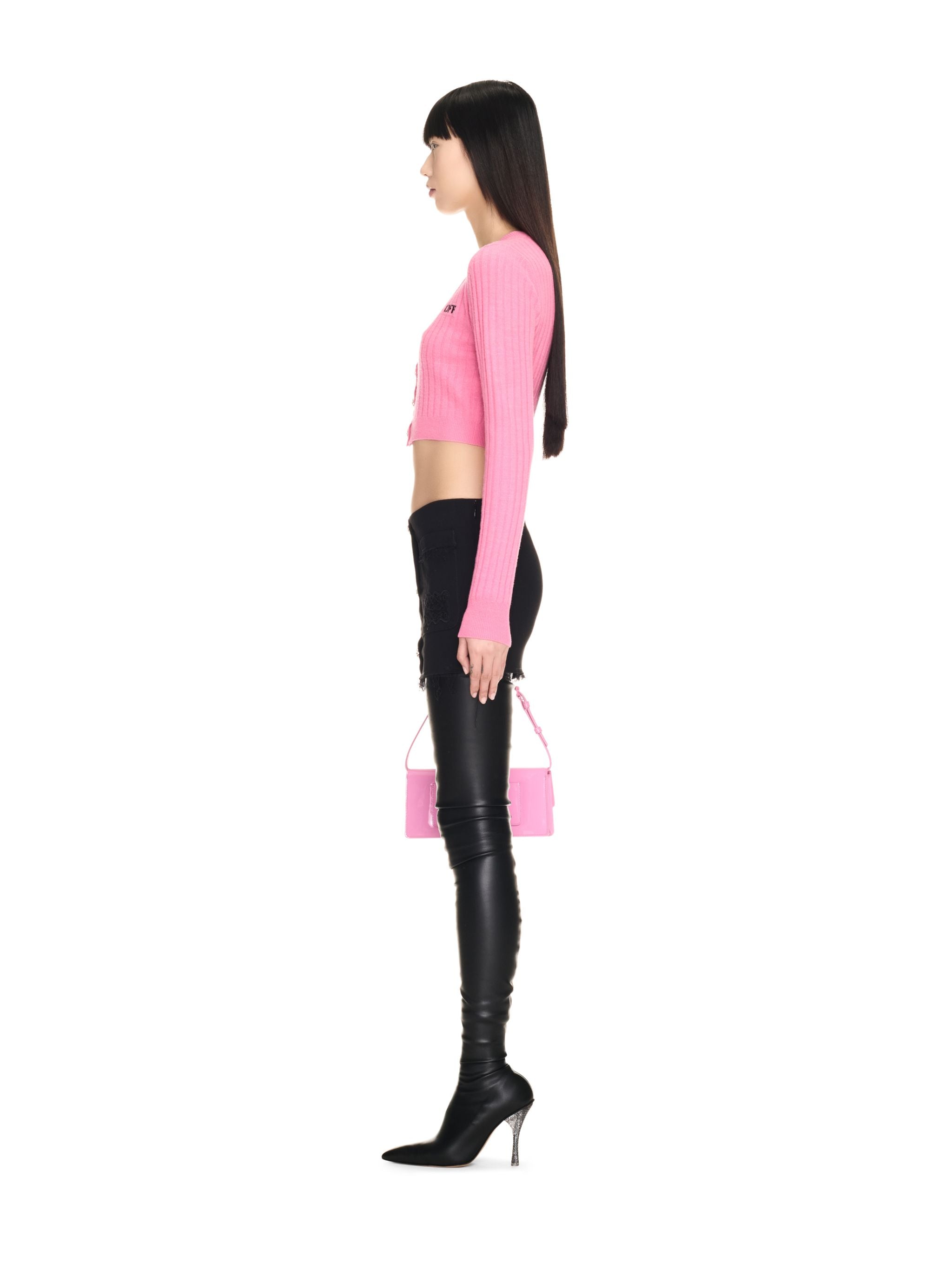 Off-White We Upside Down Crop Cardigan Pink