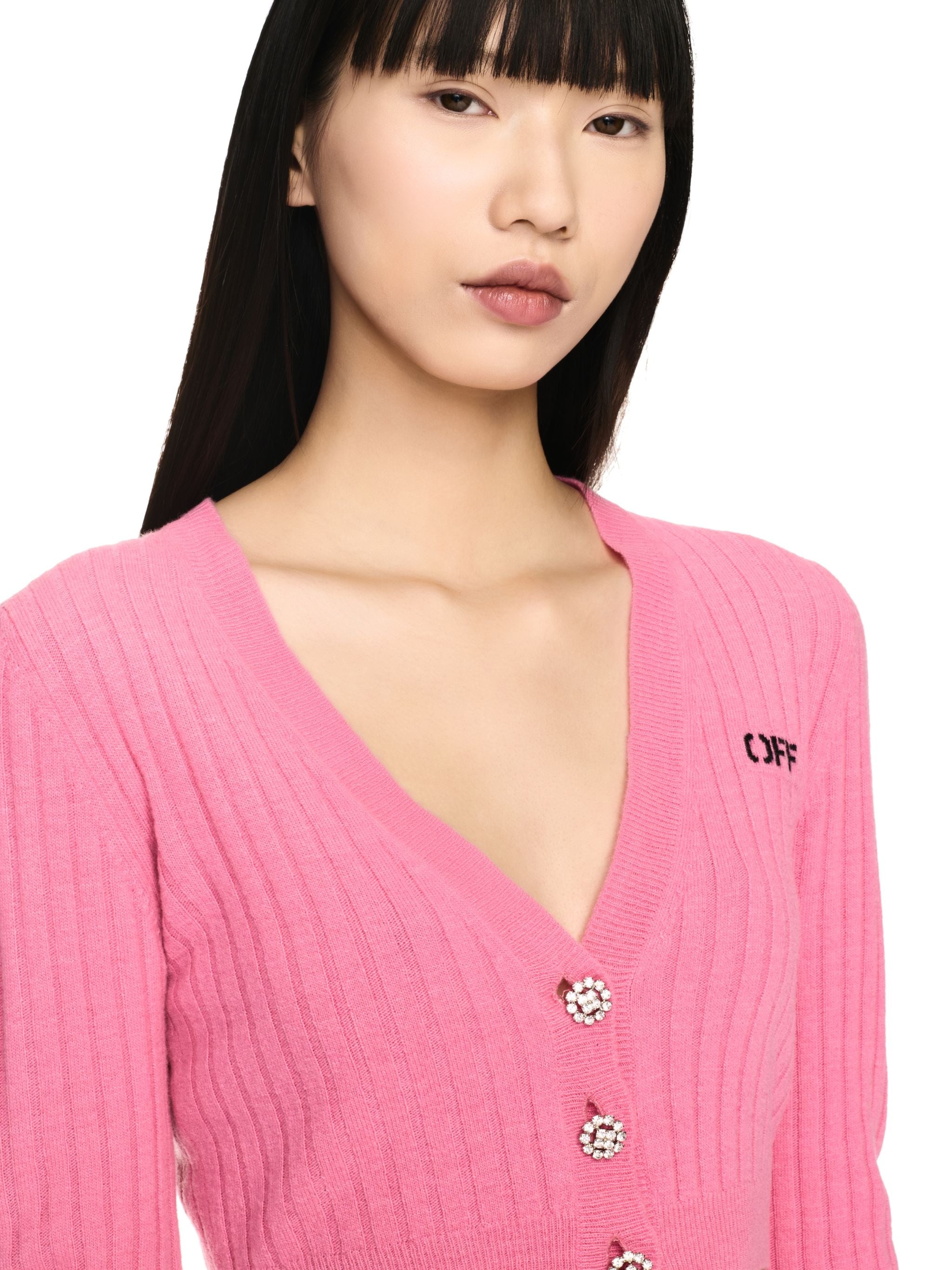 Off-White We Upside Down Crop Cardigan Pink