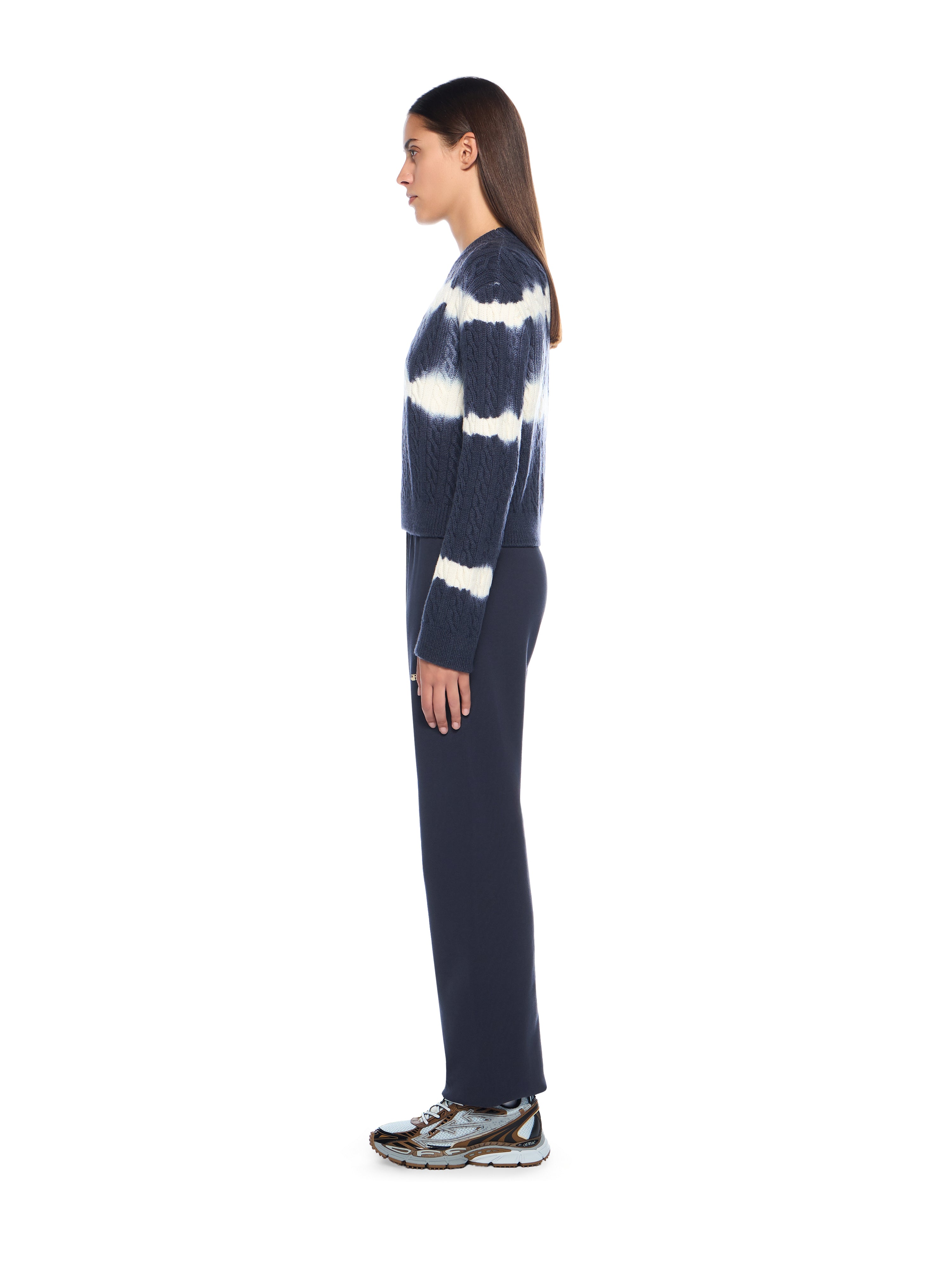 Off-White Tiedye Cable Crop Crewneck Sweater Blue
