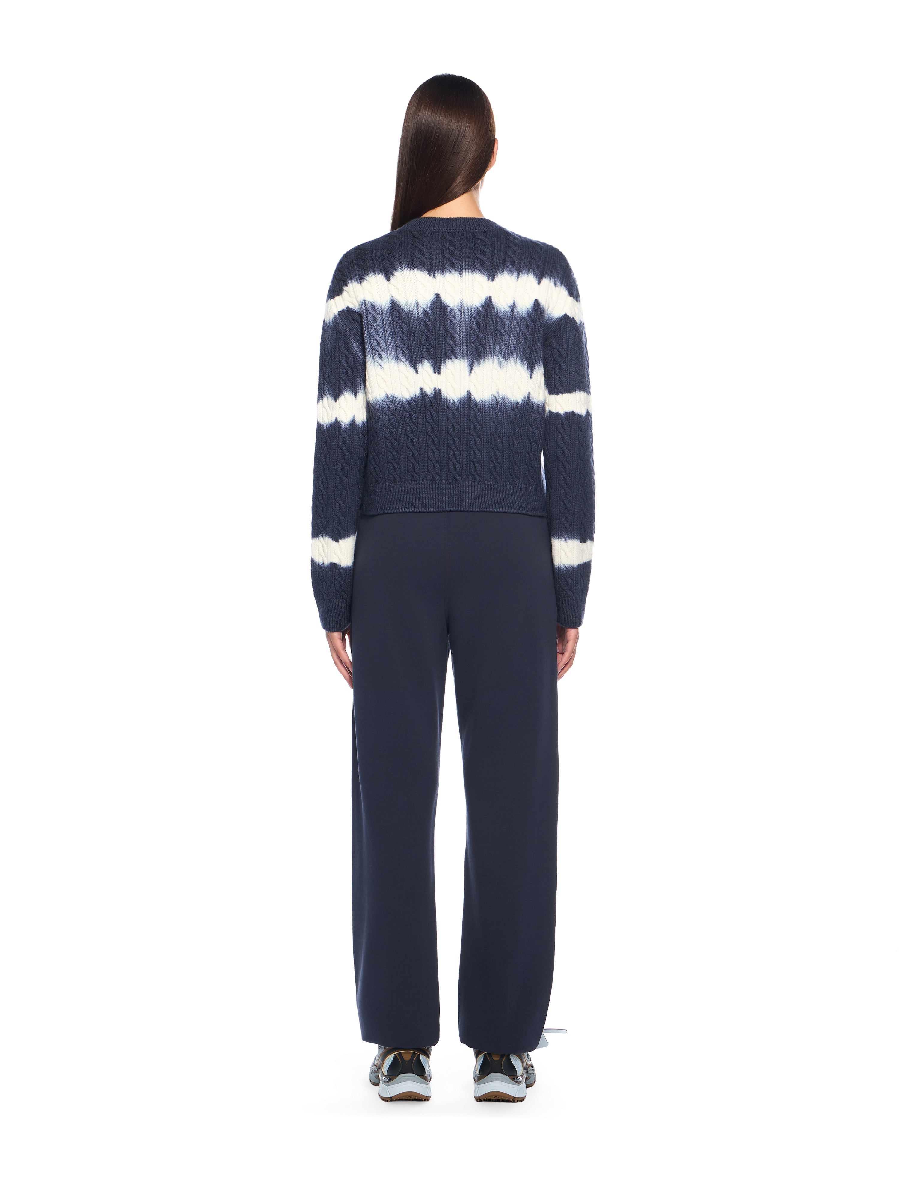 Off-White Tiedye Cable Crop Crewneck Sweater Blue