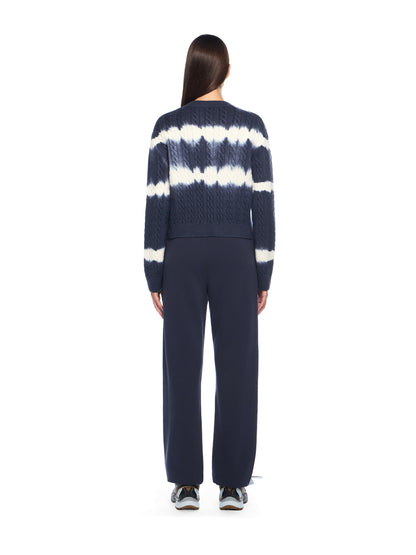 Off-White Tiedye Cable Crop Crewneck Sweater Blue
