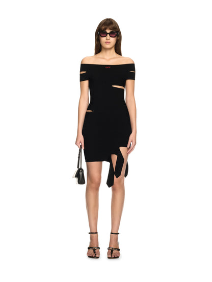 Off-White Off Straps Bandeau Mini Dress Black