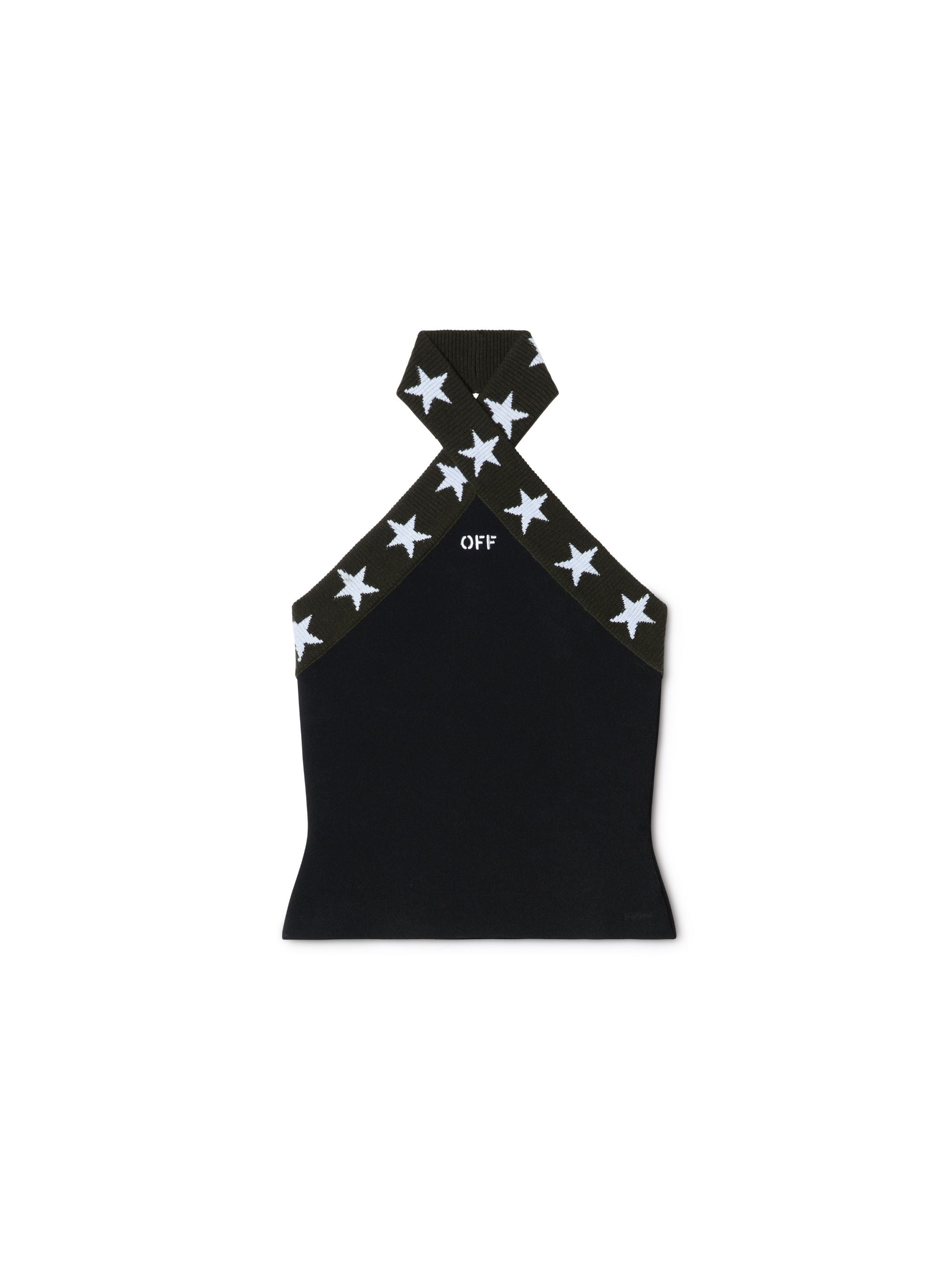 Off-White Cross Colar Star Fitted Top Black