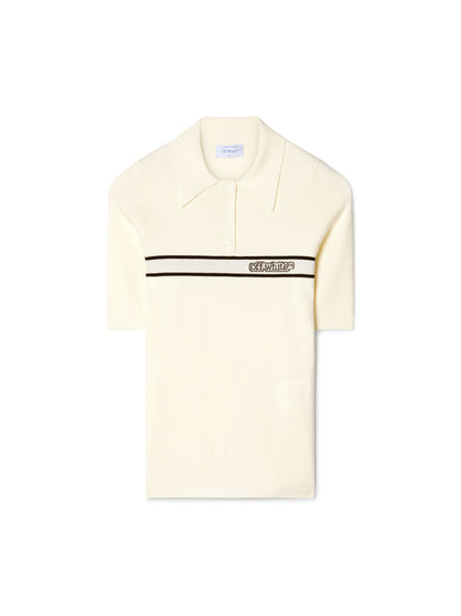 Off-White Logo Stripe Ss Polo Neutrals