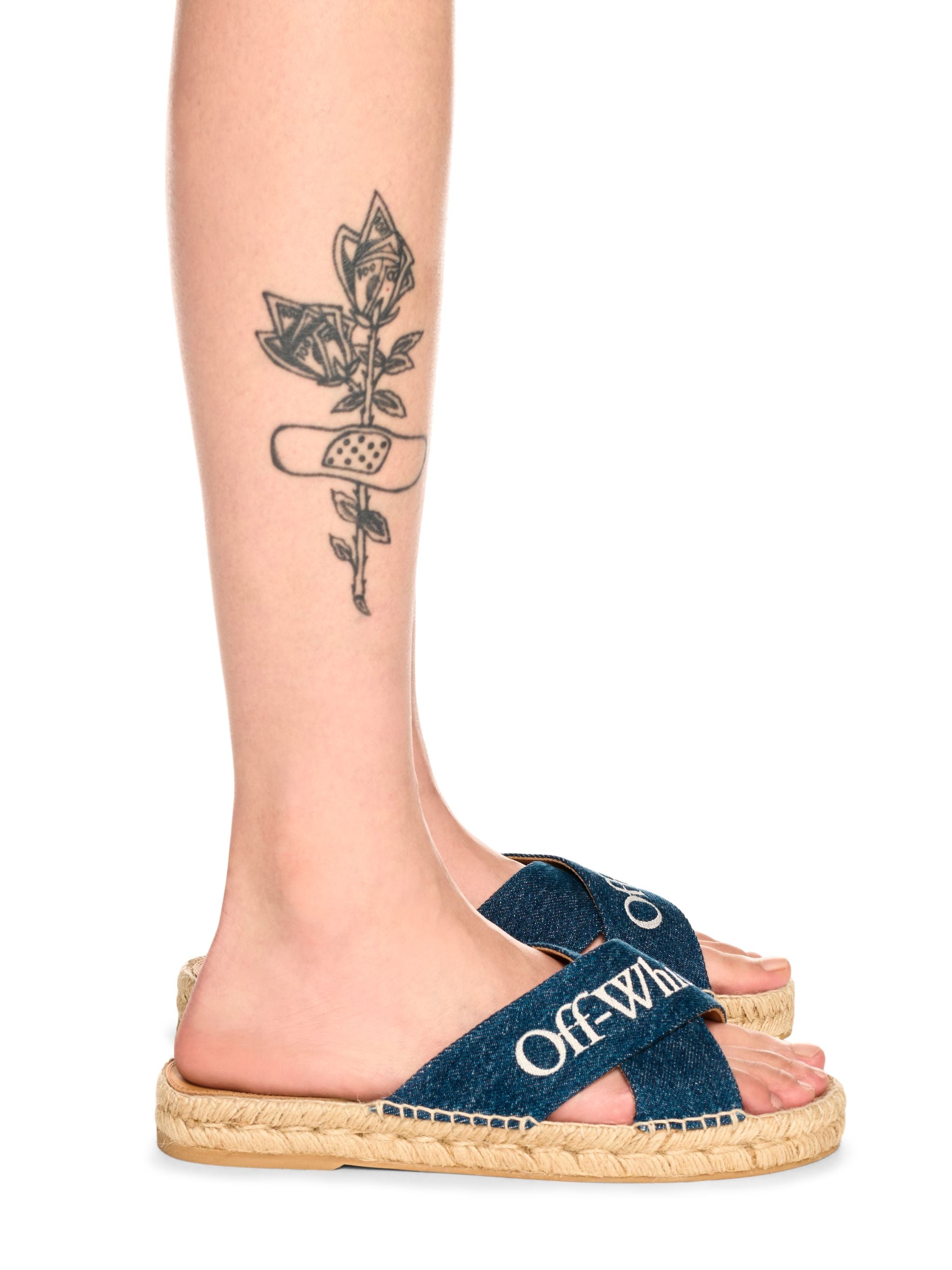 Off-White Criss Cross Denim Espadrilles Womens Blue