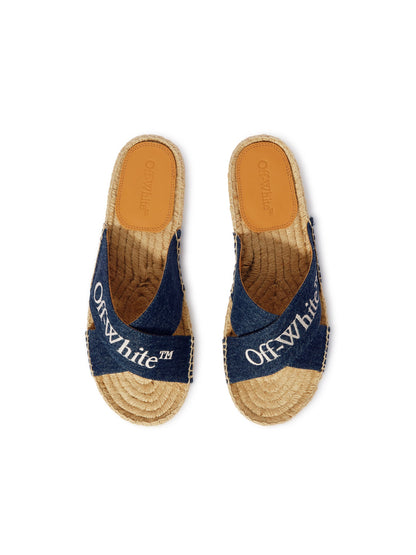 Off-White Criss Cross Denim Espadrilles Womens Blue