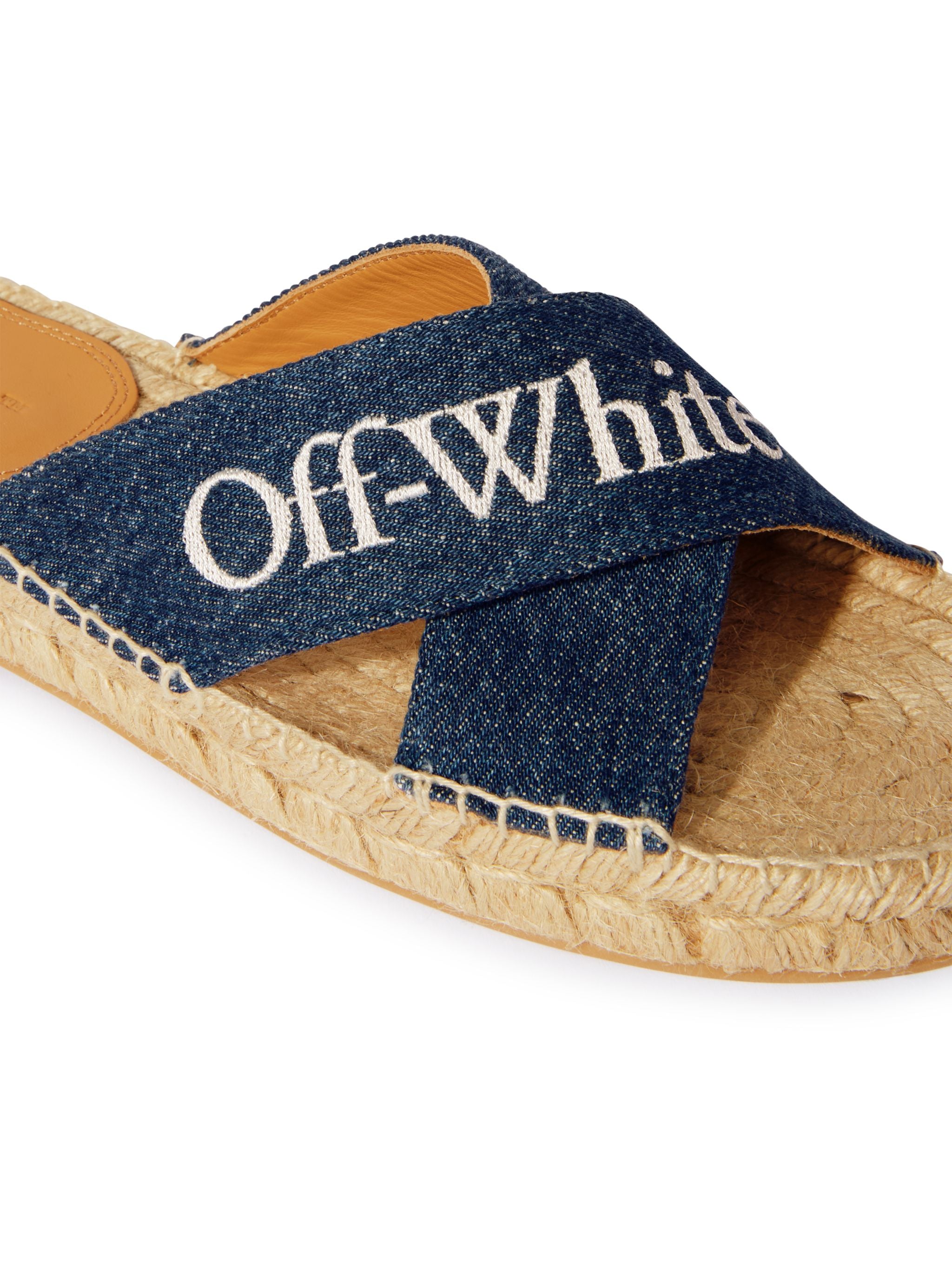 Off-White Criss Cross Denim Espadrilles Womens Blue