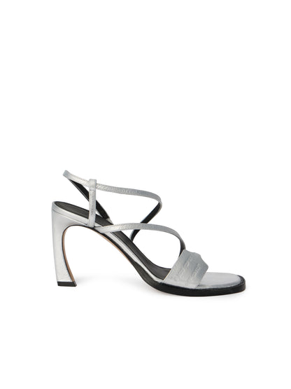 Off-White Zip Tie Loop Sandals Womens Silver