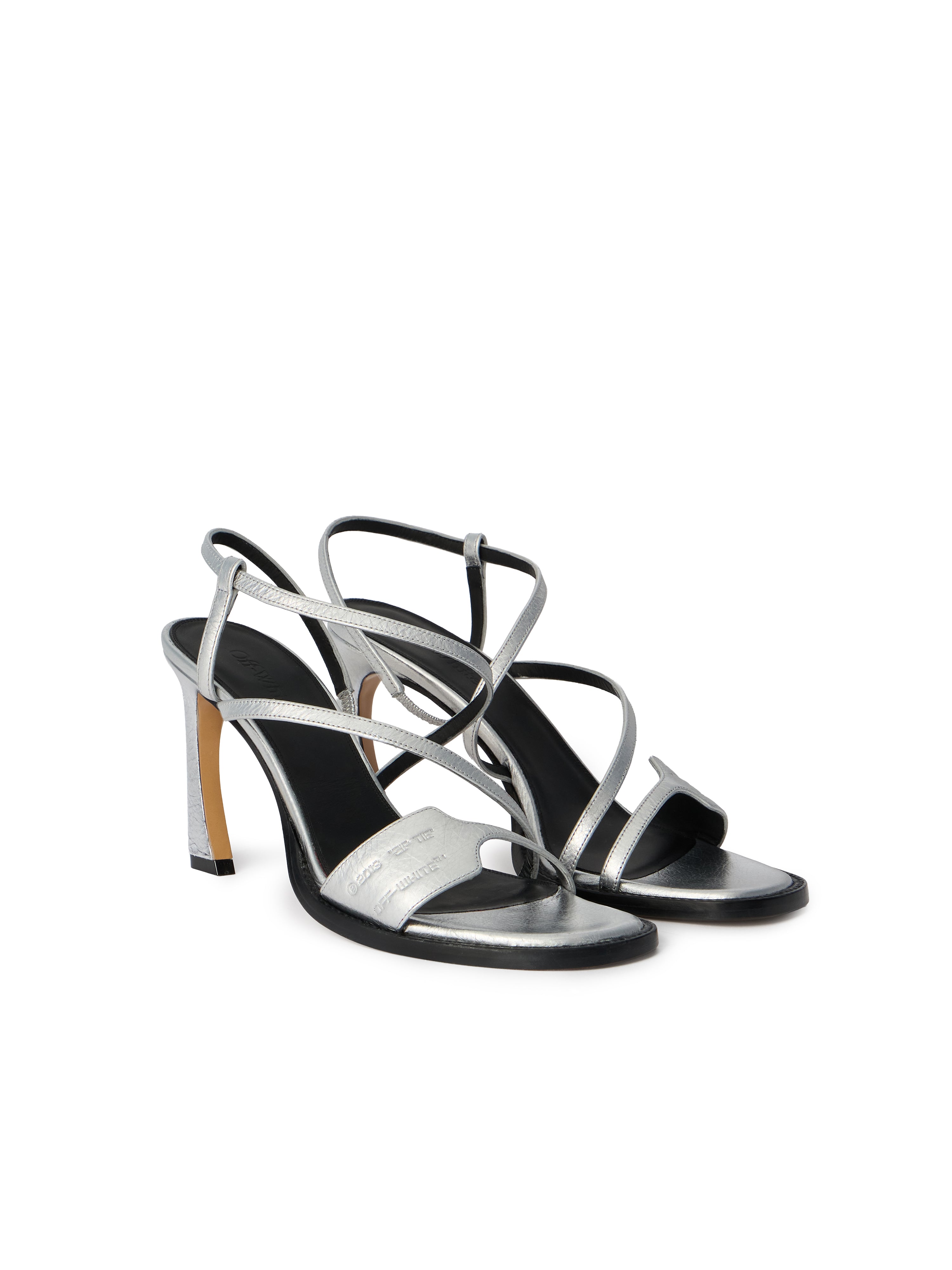 Off-White Zip Tie Loop Sandals Womens Silver
