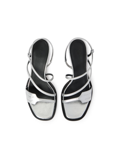 Off-White Zip Tie Loop Sandals Womens Silver