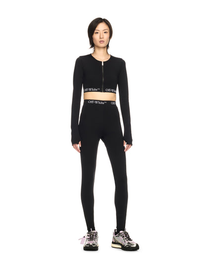 Off-White Black Logo Band Zip Crop Top