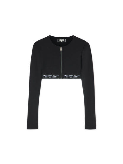 Off-White Black Logo Band Zip Crop Top