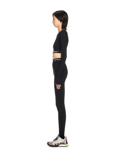 Off-White Black Logo Band Zip Crop Top