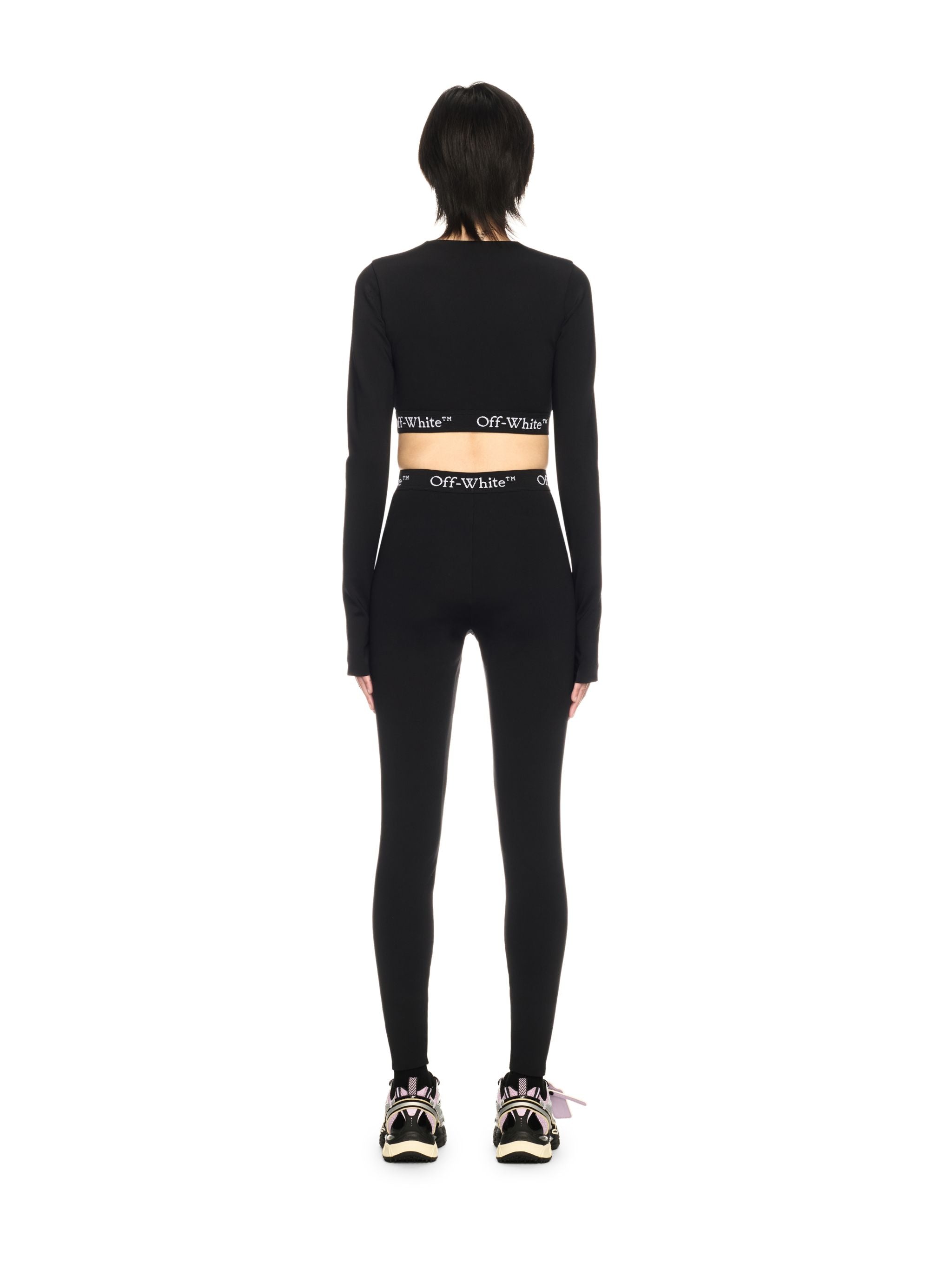 Off-White Black Logo Band Zip Crop Top