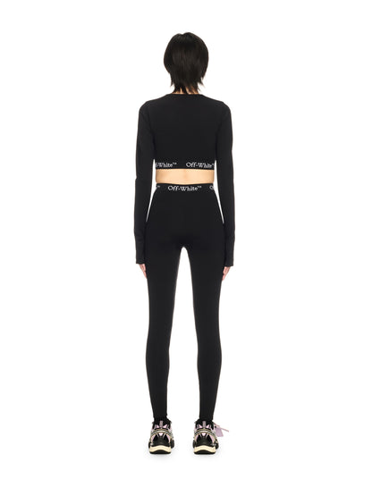 Off-White Black Logo Band Zip Crop Top