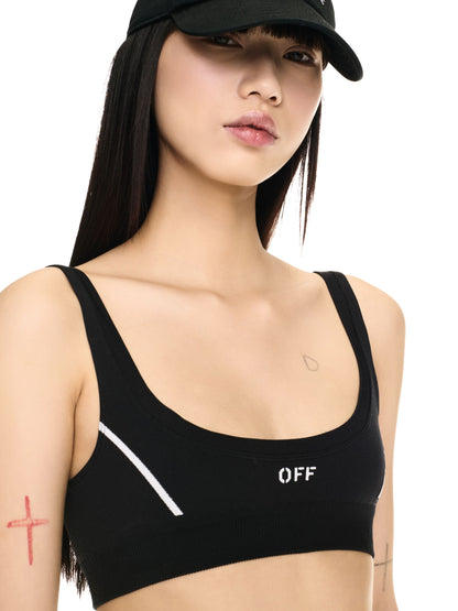 Off-White Black Stamp Seamless Bra