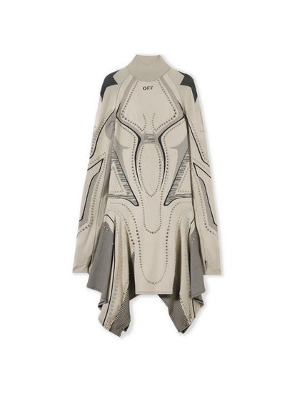 Off-White Studded Seamless Race Dress Beige