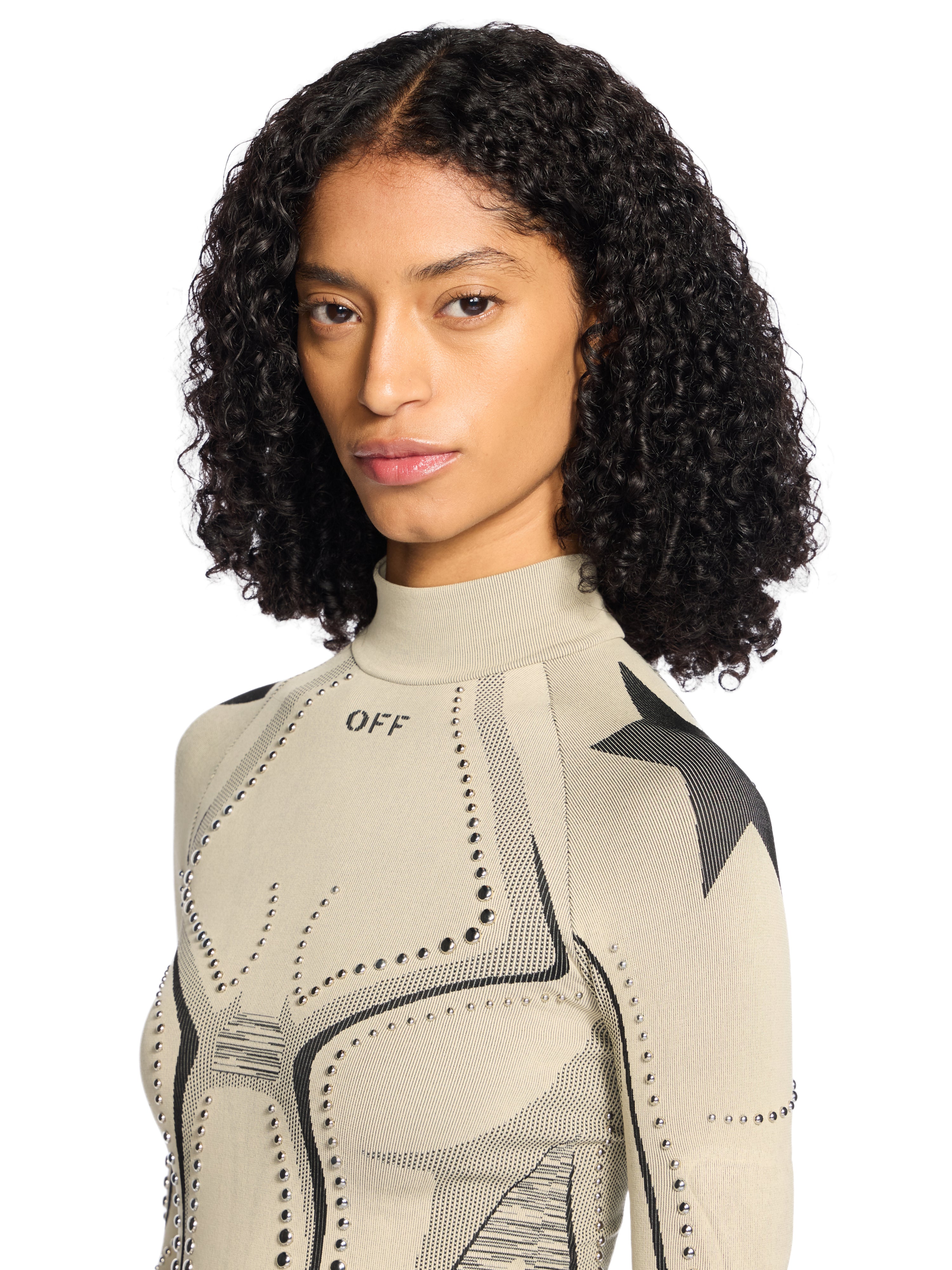 Off-White Studded Seamless Race Dress Beige