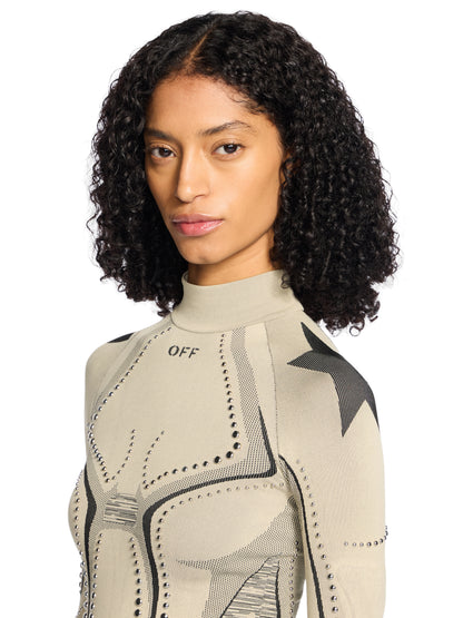 Off-White Studded Seamless Race Dress Beige