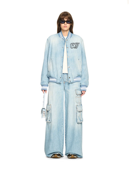 Off-White Denim Wide Cargo Pants Blue