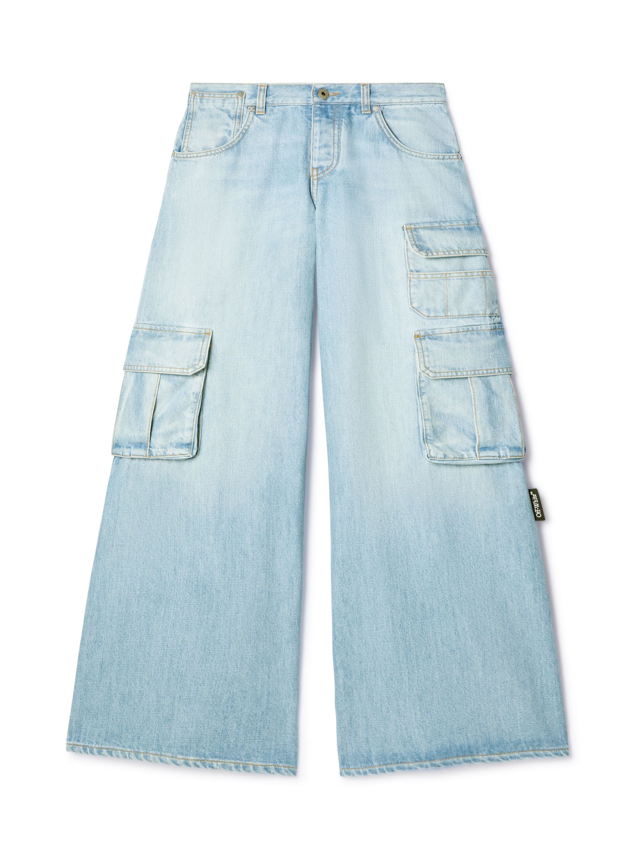 Off-White Denim Wide Cargo Pants Blue