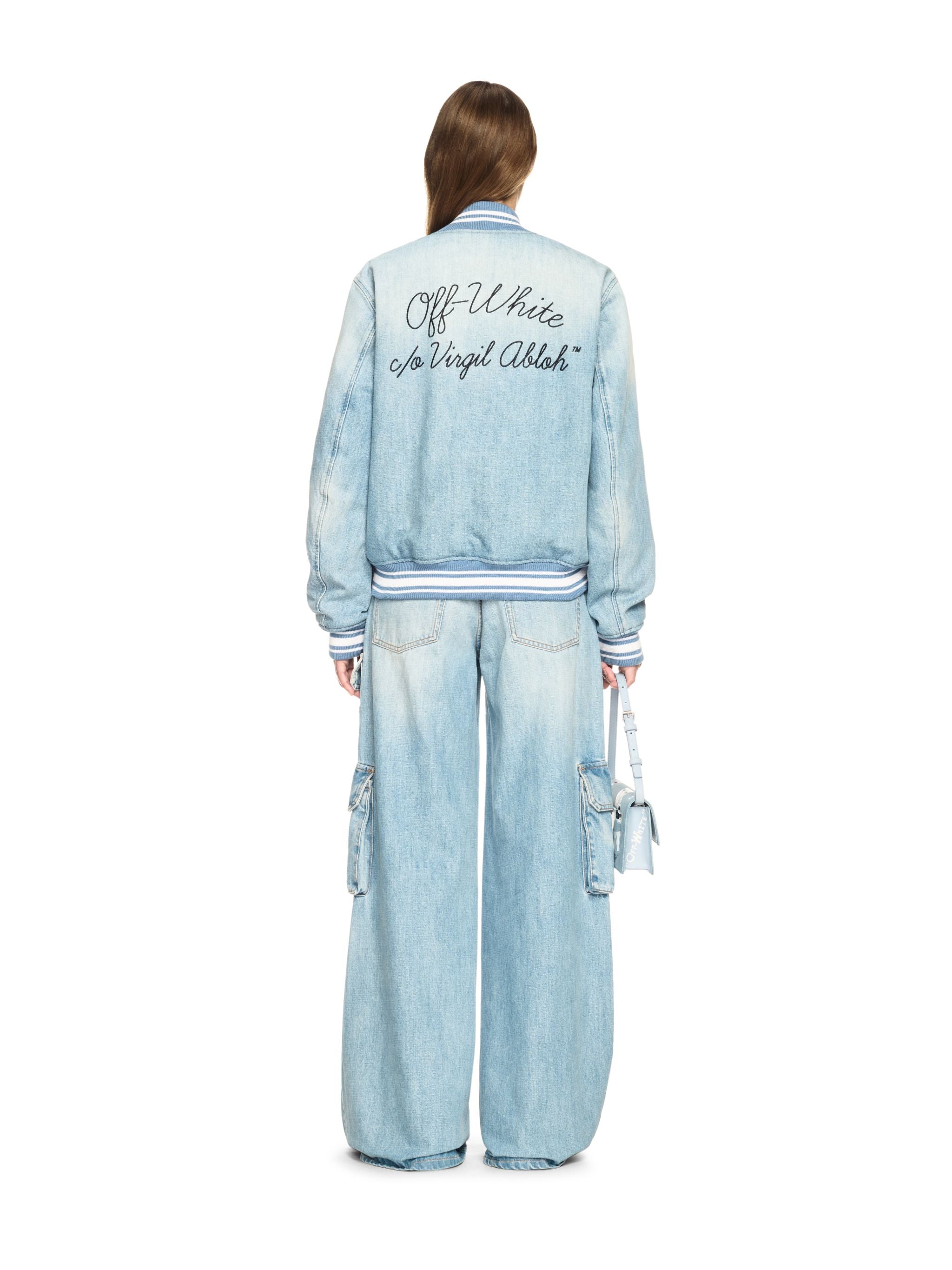 Off-White Denim Wide Cargo Pants Blue