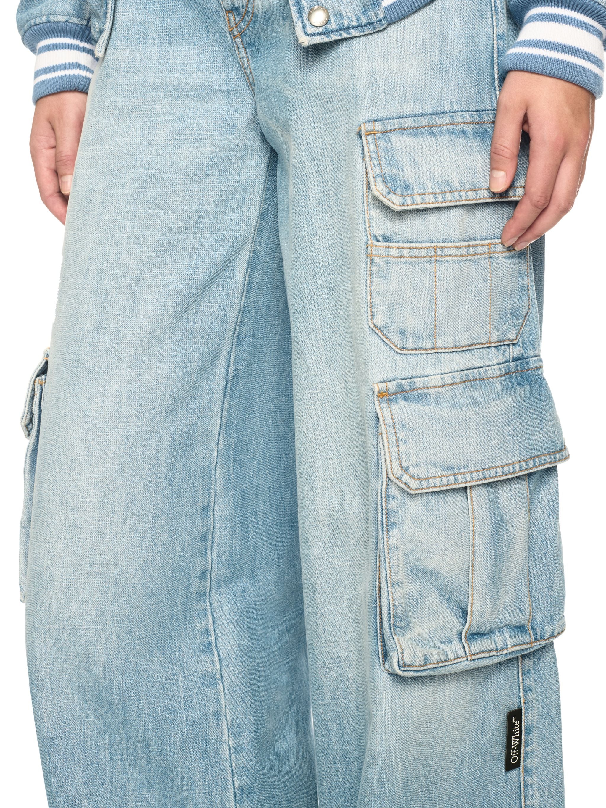 Off-White Denim Wide Cargo Pants Blue