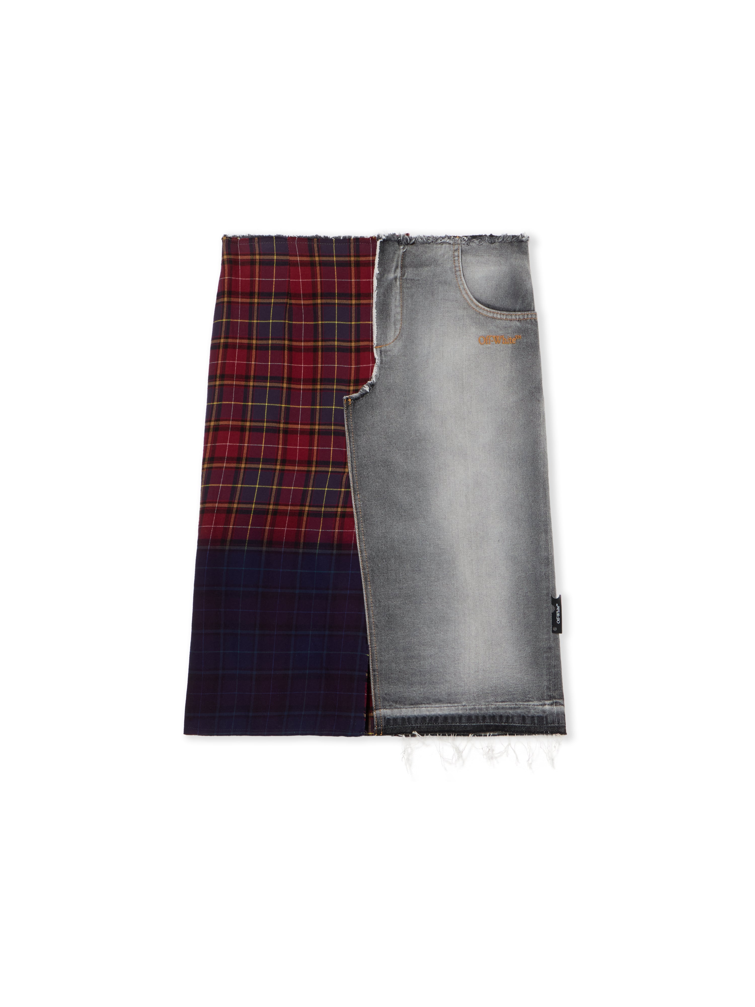 Off-White Check Flannel Denim Skirt Black