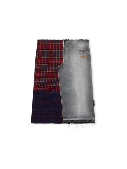 Off-White Check Flannel Denim Skirt Black