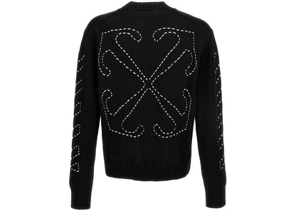 off-white arrows-embroidery crew-neck jumper black