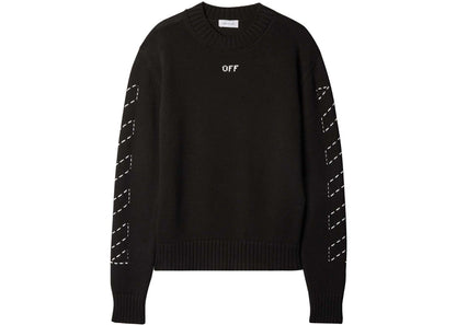 off-white arrows-embroidery crew-neck jumper black